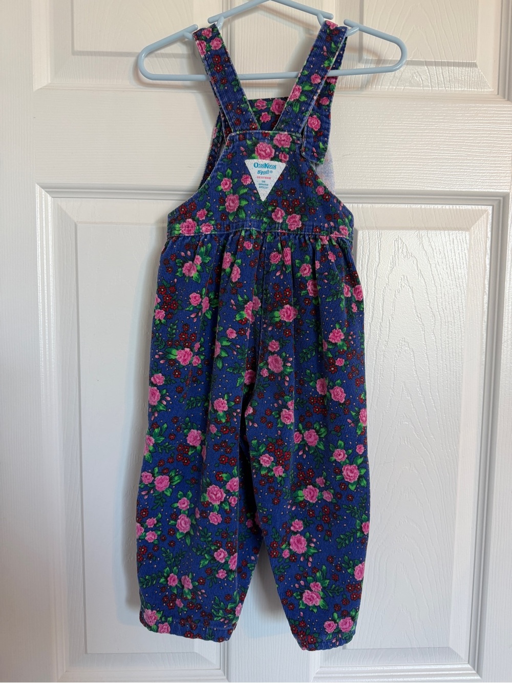90’s Vintage OshKosh B'gosh Blue Floral Girls Overalls - Picture 2 of 7